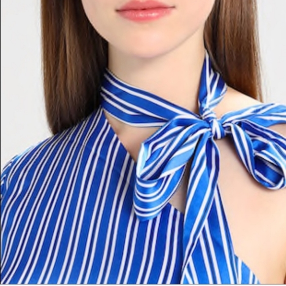 NWOT Banana Republic Blue Striped One Shoulder Midi Dress Size 2 - Picture 4 of 10